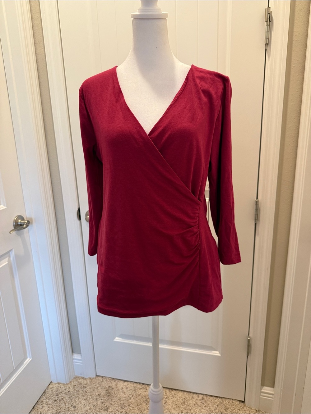 Soft Surroundings Berry Wrap-Front Long Sleeve Tunic